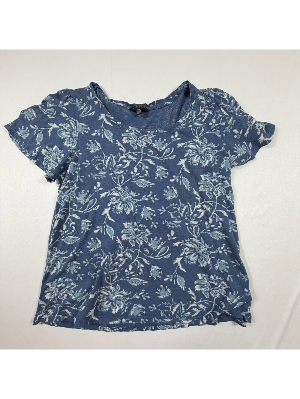 Lucky Brand Blue Floral Print Cotton Modal Blend T-Shirt Medium